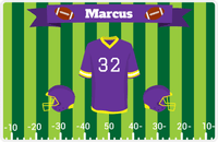 Thumbnail for Personalized Football Placemat XIII - Green Background - Jersey Style III -  View