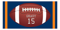 Thumbnail for Personalized Football Beach Towel - Horizontal - Blue and Orange - Name with Jersey Number - Front View