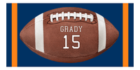 Thumbnail for Personalized Football Beach Towel - Horizontal II - Blue and Orange - Name with Jersey Number - Front View