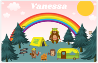 Thumbnail for Personalized Forest Friends Placemat III - Camping Friends - Pink Background -  View