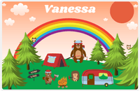 Thumbnail for Personalized Forest Friends Placemat III - Camping Friends - Orange Background -  View