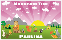 Thumbnail for Personalized Forest Friends Placemat V - Mountain Time - Pink Background -  View