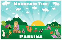 Thumbnail for Personalized Forest Friends Placemat V - Mountain Time - Teal Background -  View