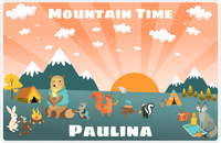 Thumbnail for Personalized Forest Friends Placemat V - Mountain Time - Orange Background -  View