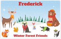 Thumbnail for Personalized Forest Friends Placemat VI - Winter Forest - Blue Background -  View