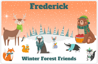 Thumbnail for Personalized Forest Friends Placemat VI - Winter Forest - Orange Background -  View