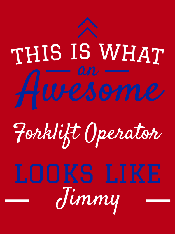 Personalized Forklift Operator T-Shirt - Red - Decorate View