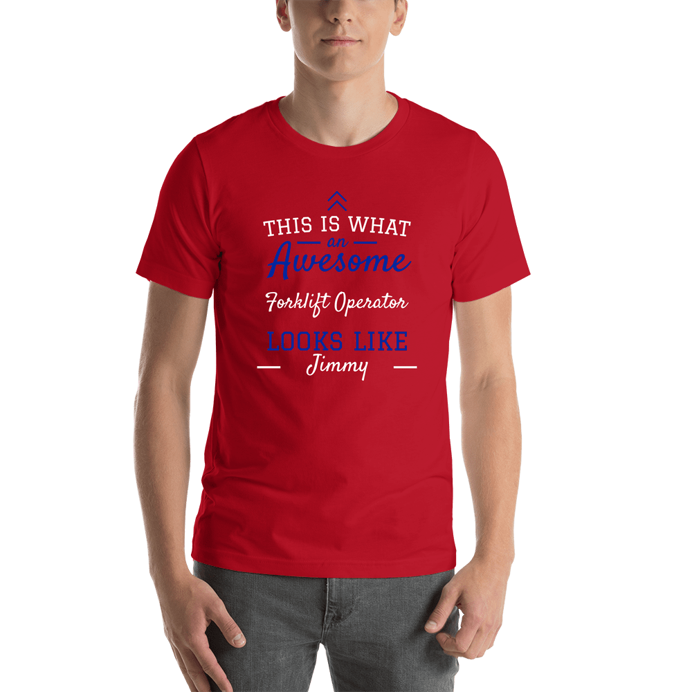 Personalized Forklift Operator T-Shirt - Red - Shirt View