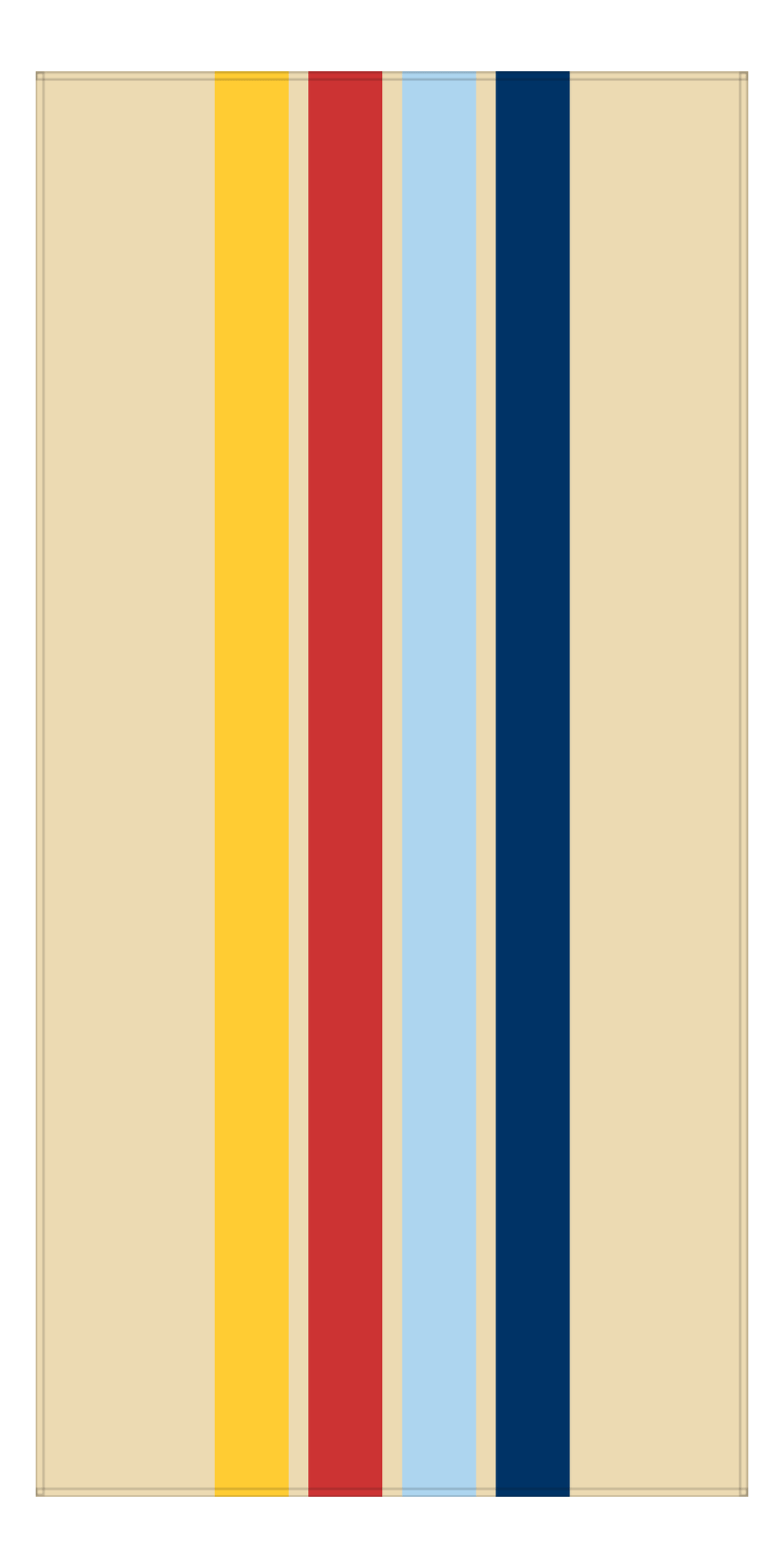 Personalized Four Stripes Beach Towel - Tan Background - Front View