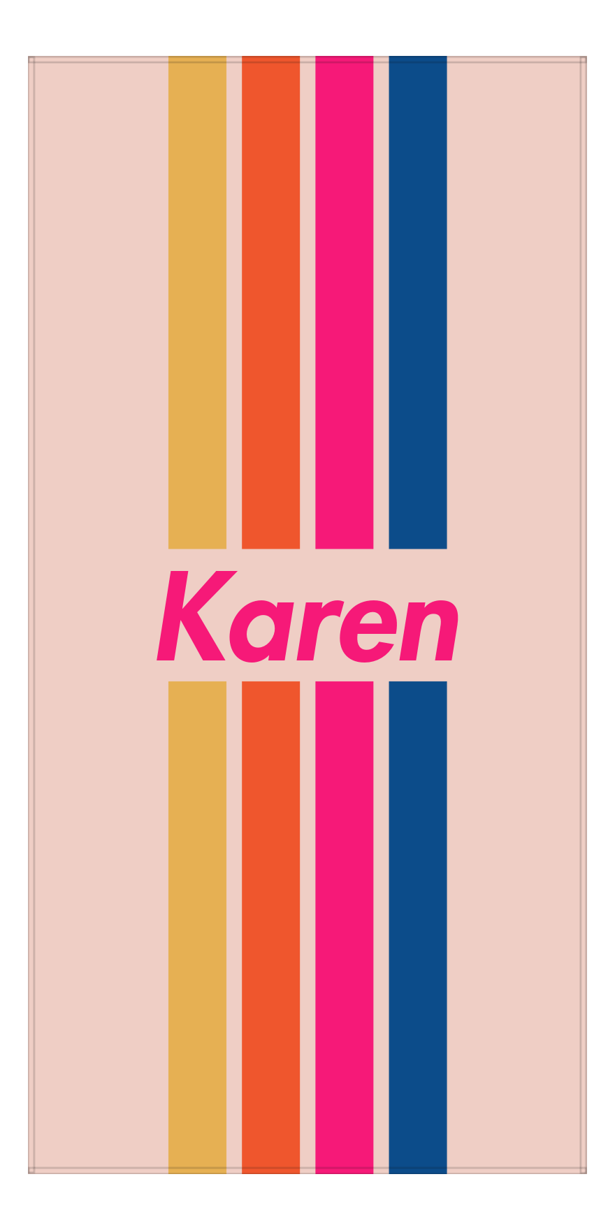 Personalized Four Stripes Beach Towel - Pink Background - Front View