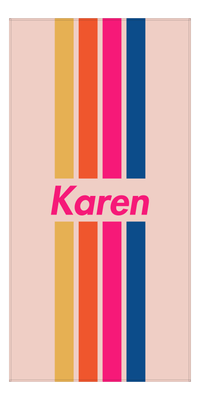 Thumbnail for Personalized Four Stripes Beach Towel - Pink Background - Front View