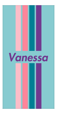 Thumbnail for Personalized Four Stripes Beach Towel - Teal Background - Front View