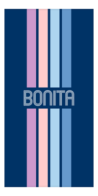 Thumbnail for Personalized Four Stripes Beach Towel - Blue Background - Front View