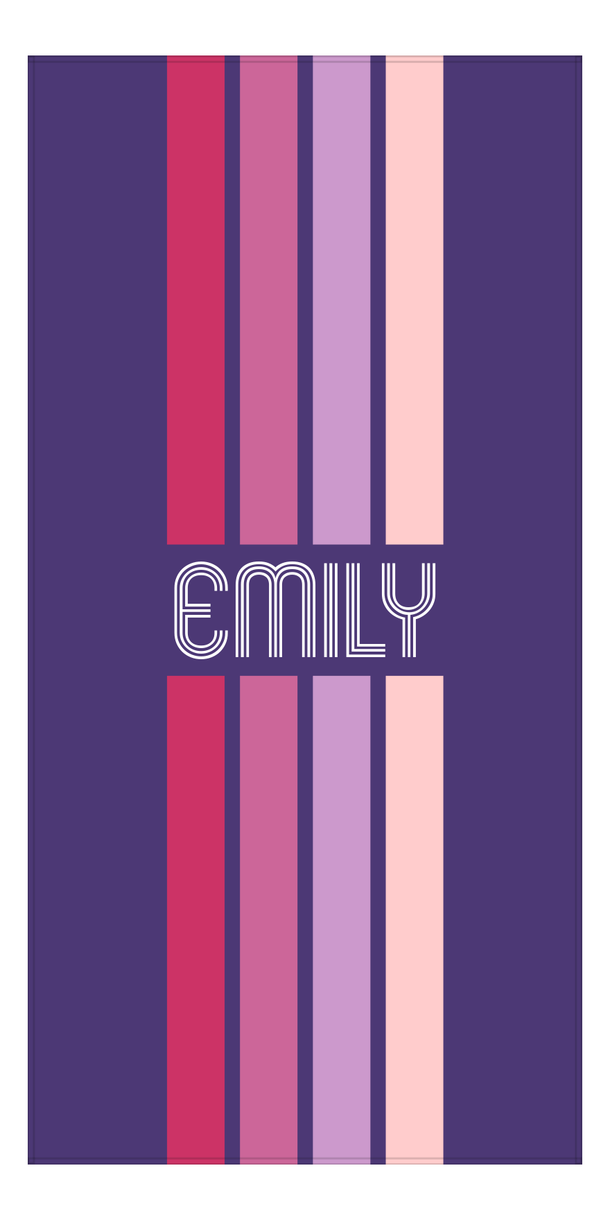 Personalized Four Stripes Beach Towel - Purple Background - Front View