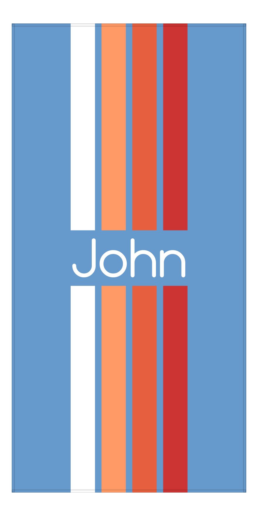 Personalized Four Stripes Beach Towel - Light Blue Background - Front View
