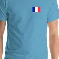 Thumbnail for France Flag T-Shirt - Ocean Blue - Shirt Close-Up View