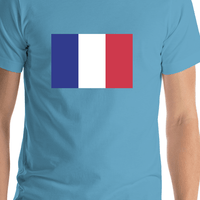 Thumbnail for France Flag T-Shirt - Ocean Blue - Shirt Close-Up View