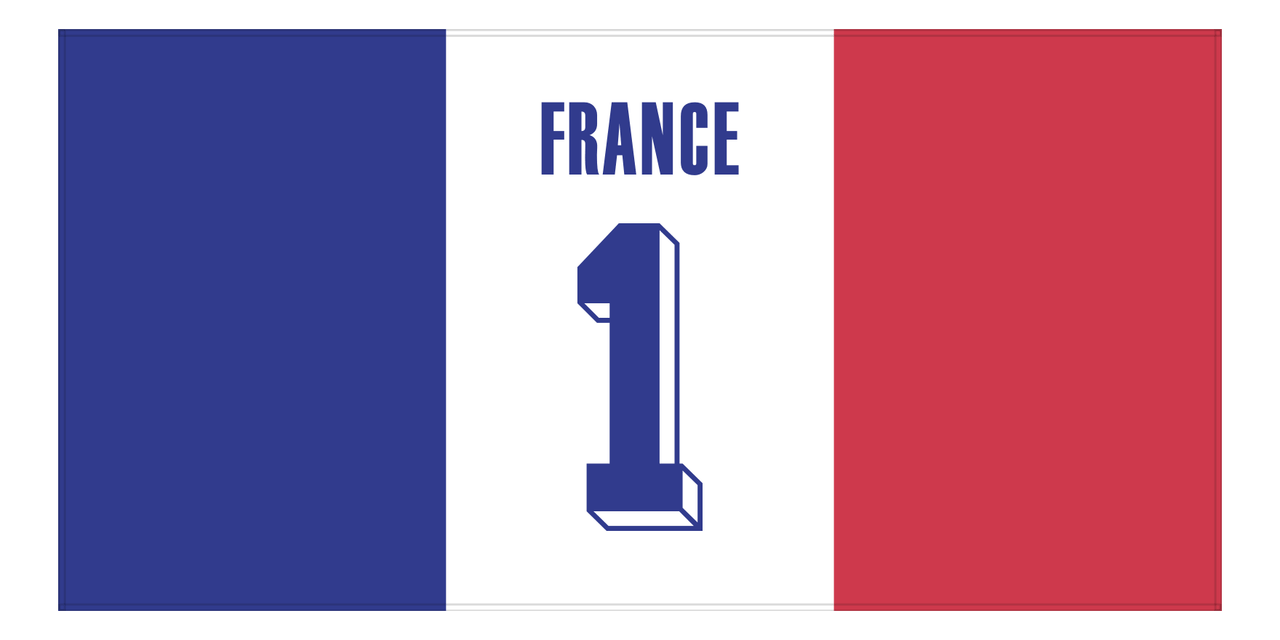 Personalized France Jersey Number Beach Towel - Front View