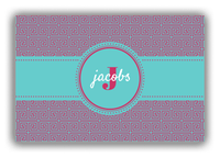 Thumbnail for Personalized Fret Canvas Wrap & Photo Print - Teal with Circle Ribbon Nameplate - Front View
