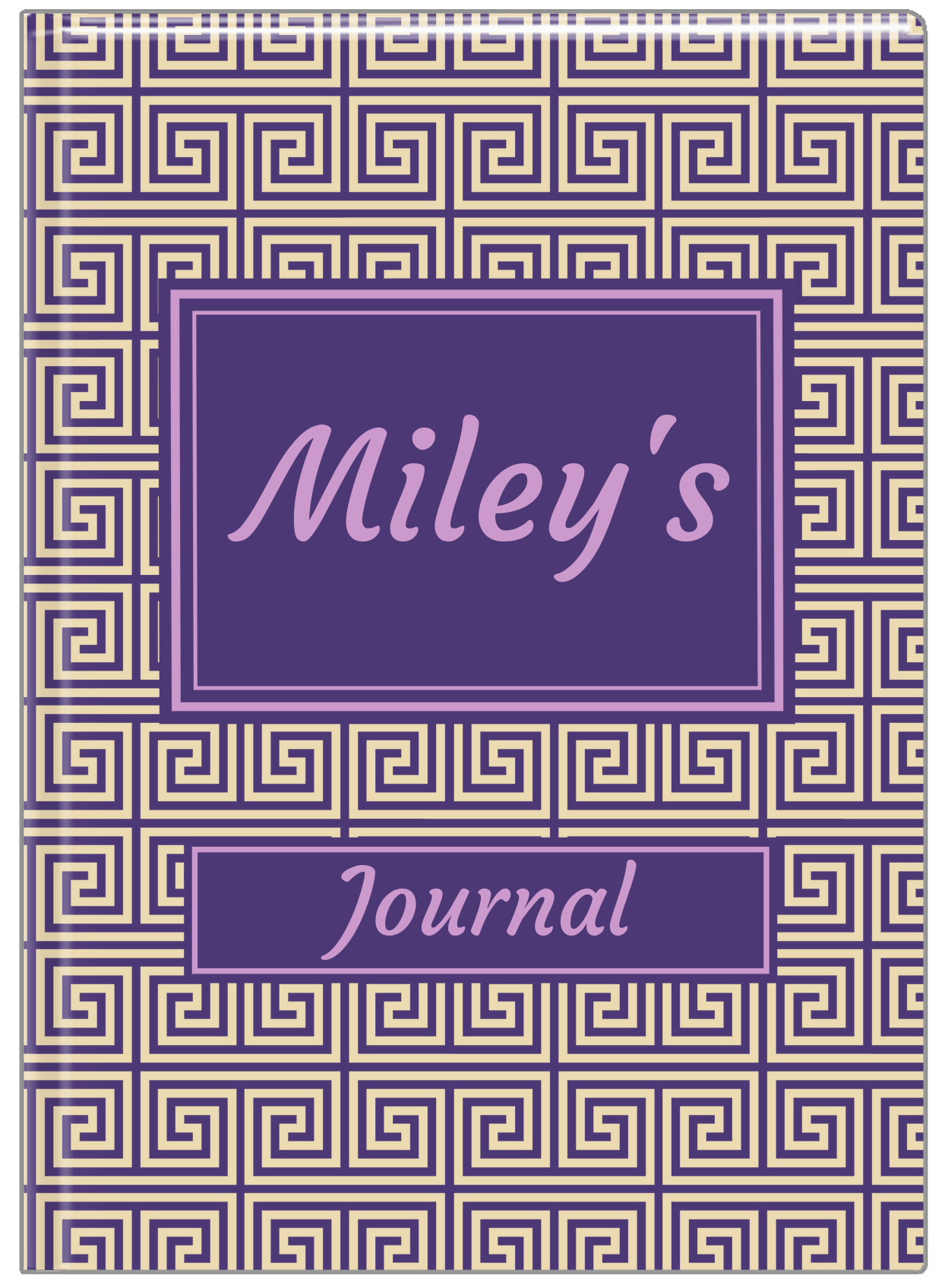 Personalized Fret Journal - Indigo and Lilac - Rectangle Nameplate - Front View