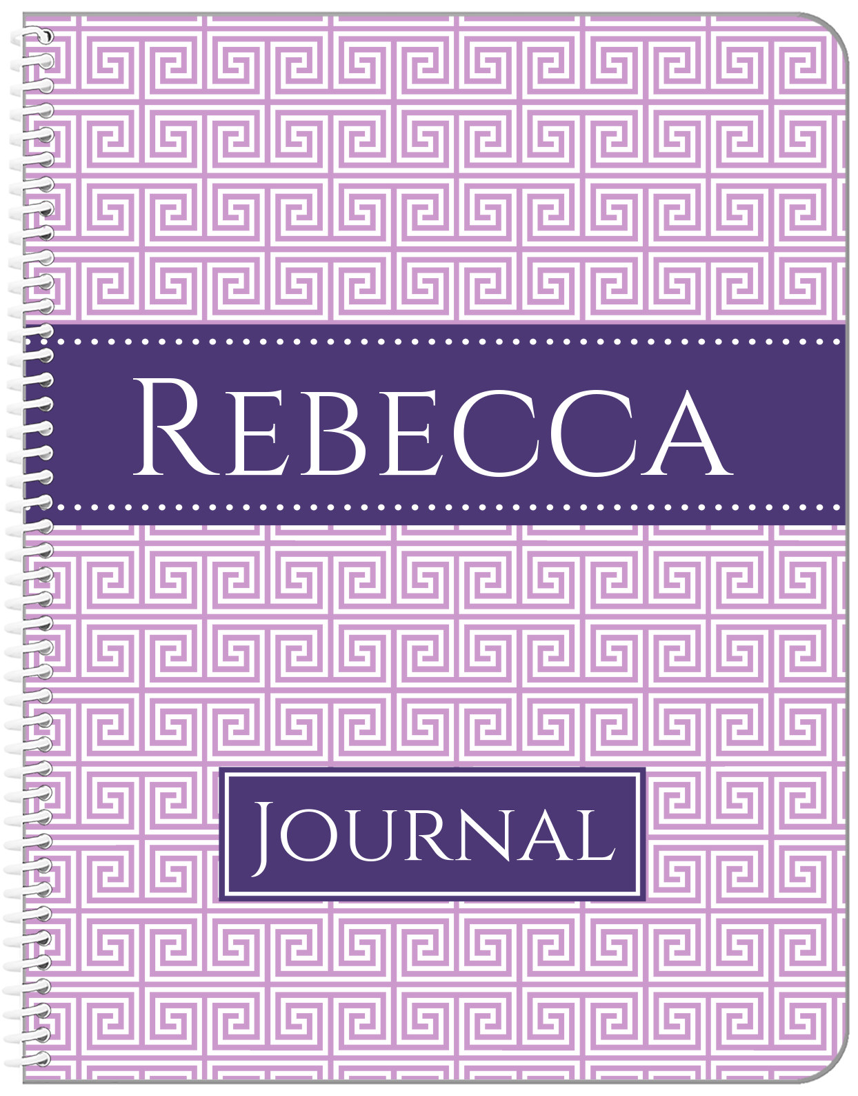Personalized Fret Notebook - Lilac and Indigo - Ribbon Nameplate - Front View