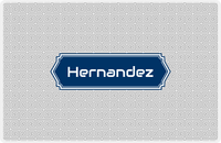 Thumbnail for Personalized Fret Placemat - Grey and White - Navy Decorative Rectangle Frame -  View