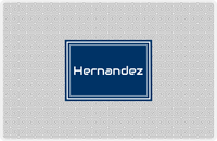 Thumbnail for Personalized Fret Placemat - Grey and White - Navy Rectangle Frame -  View