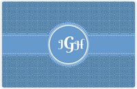 Thumbnail for Personalized Fret Placemat - Navy and Light Blue - Glacier Circle Frame With Ribbon -  View