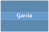 Thumbnail for Personalized Fret Placemat - Navy and Light Blue - Glacier Ribbon Frame -  View
