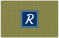 Thumbnail for Personalized Fret Placemat - Navy and Mustard - Navy Square Frame -  View