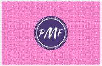 Thumbnail for Personalized Fret Placemat - Hot Pink and White - Indigo Circle Frame -  View