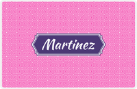 Thumbnail for Personalized Fret Placemat - Hot Pink and White - Indigo Decorative Rectangle Frame -  View