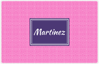Thumbnail for Personalized Fret Placemat - Hot Pink and White - Indigo Rectangle Frame -  View