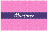 Thumbnail for Personalized Fret Placemat - Hot Pink and White - Indigo Ribbon Frame -  View