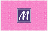 Thumbnail for Personalized Fret Placemat - Hot Pink and White - Indigo Square Frame -  View