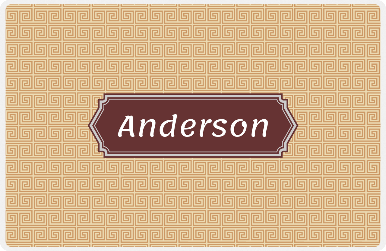 Personalized Fret Placemat - Light Brown and Champagne - Brown Decorative Rectangle Frame -  View