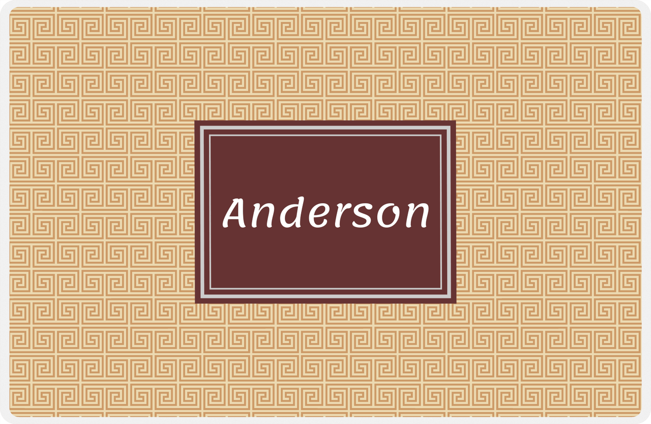 Personalized Fret Placemat - Light Brown and Champagne - Brown Rectangle Frame -  View