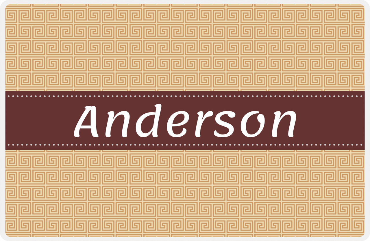 Personalized Fret Placemat - Light Brown and Champagne - Brown Ribbon Frame -  View