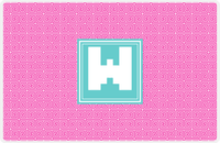 Thumbnail for Personalized Fret Placemat - Hot Pink and White - Viking Blue Square Frame -  View
