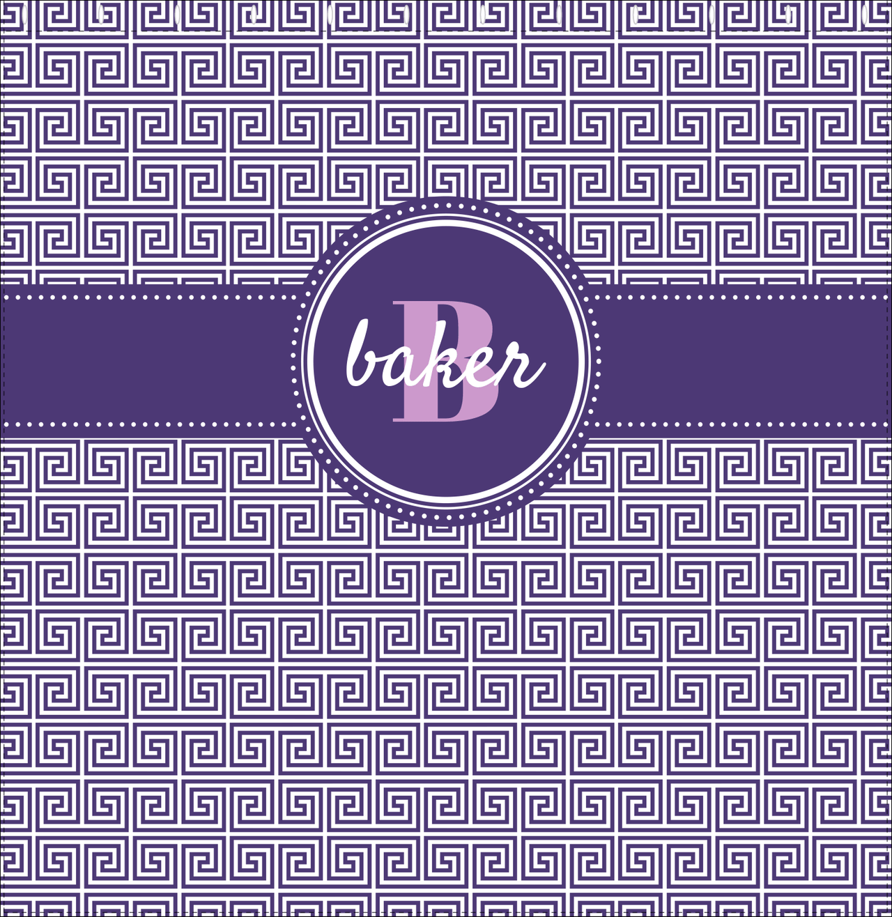 Personalized Fret Shower Curtain - Purple - Circle Ribbon Nameplate - Decorate View