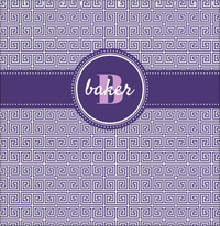 Thumbnail for Personalized Fret Shower Curtain - Purple - Circle Ribbon Nameplate - Decorate View
