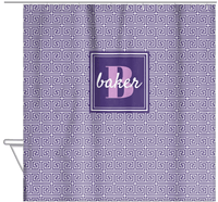 Thumbnail for Personalized Fret Shower Curtain - Purple - Square Nameplate - Hanging View