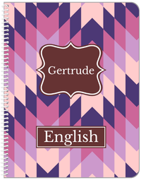 Thumbnail for Personalized Funky Arrows Notebook - Purple and Brown - Fancy Nameplate - Front View