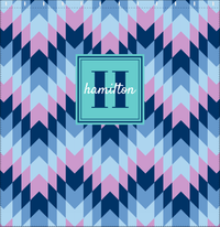 Thumbnail for Personalized Funky Arrows Shower Curtain - Blue - Square Nameplate - Decorate View