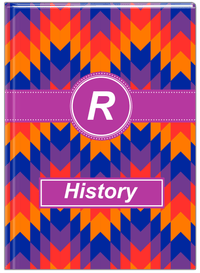 Thumbnail for Personalized Funky Arrows Journal - Blue and Orange - Circle Ribbon Nameplate - Front View