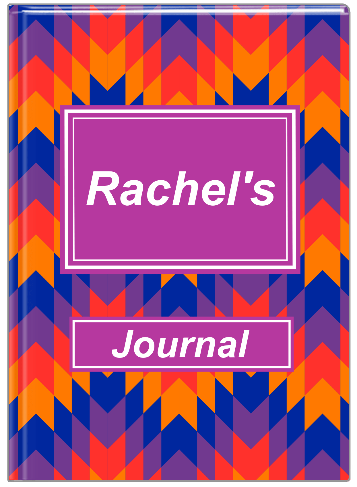 Personalized Funky Arrows Journal - Blue and Orange - Rectangle Nameplate - Front View