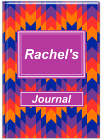 Thumbnail for Personalized Funky Arrows Journal - Blue and Orange - Rectangle Nameplate - Front View