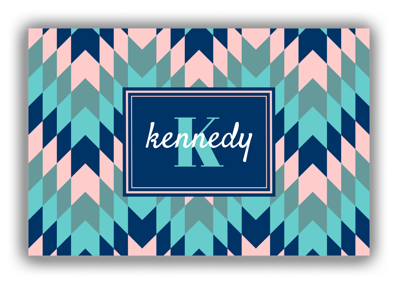 Personalized Funky Arrows Canvas Wrap & Photo Print - Blue with Rectangle Nameplate - Front View