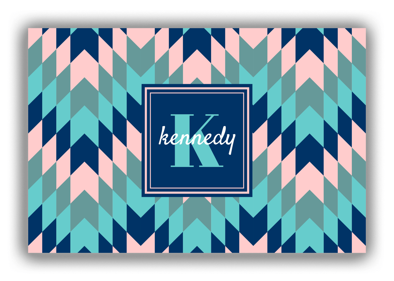 Personalized Funky Arrows Canvas Wrap & Photo Print - Blue with Square Nameplate - Front View