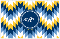 Thumbnail for Personalized Funky Arrows Placemat - Navy and Mustard - Navy Circle Frame -  View